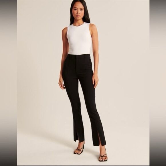 Abercrombie & Fitch Pants - Abercrombie & Fitch Black Pull On Ponte Knit Trouser Pants with Split Hem Size M